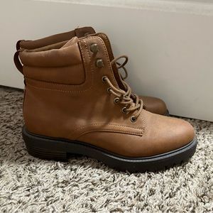 Brown combat boots